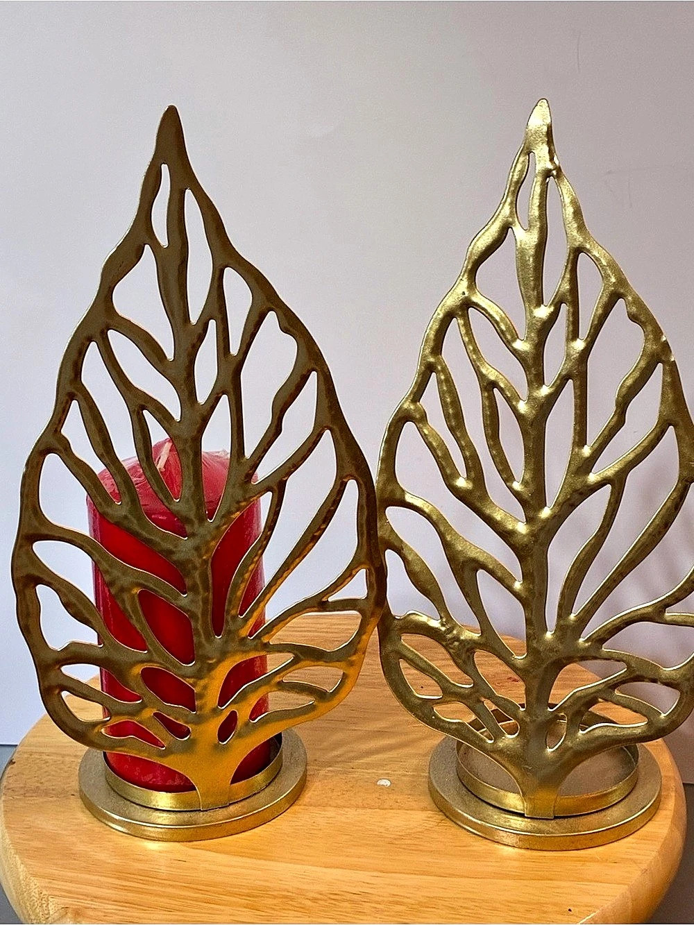 Gold & Brown Leaf Candle Holders Fall Decor